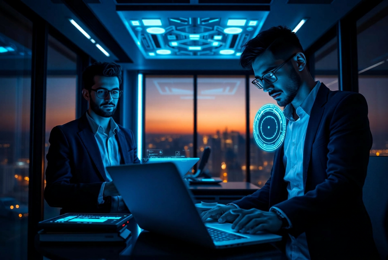 Rafael AI Automation founders working in a futuristic office